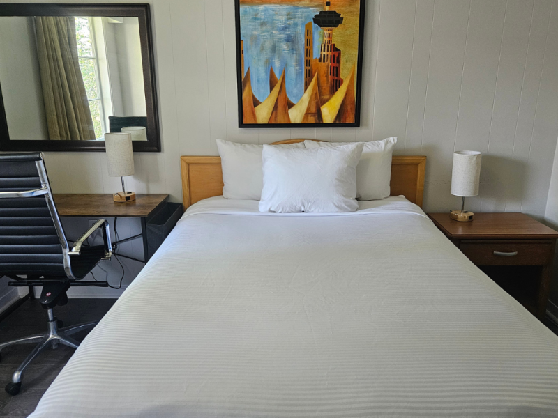 Retro-style guest room at 2400 Motel East Vancouver